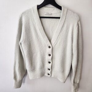 AYR Knit Cream Organic Cotton Blend Cardigan, size small
